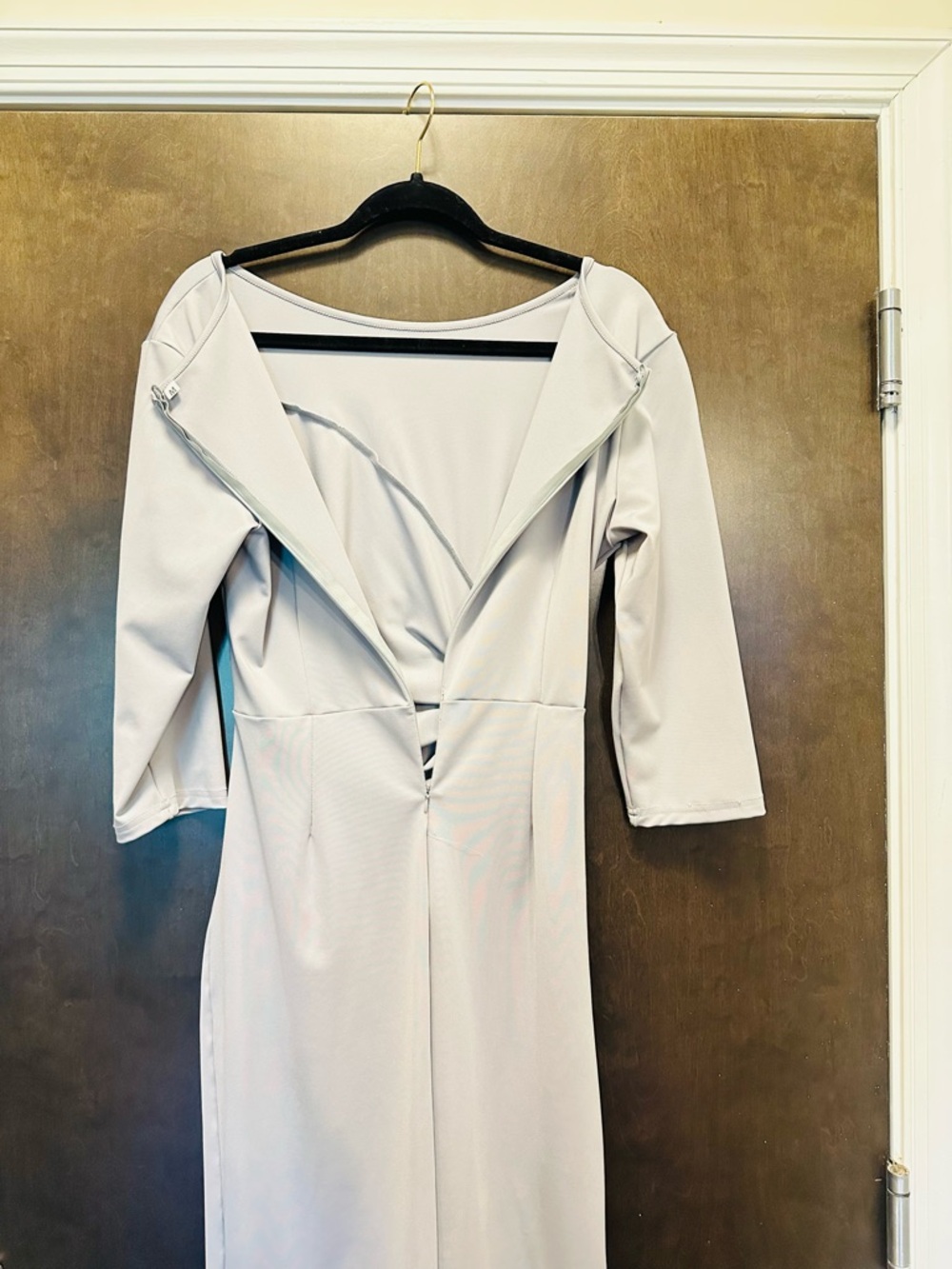 Gray Ruffle Sheath Dress - Picture 5 of 5